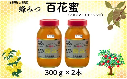 大野産百花はちみつ300ｇ×2本
