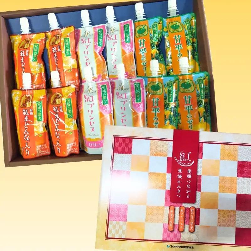愛媛の果実 紅コレクション(平箱) 150g×12本 3種 紅プリンセス 柑橘紅まどんな 甘平 ゼリー 飲むゼリー お菓子 デザート フルーツ ギフト プレゼント おすすめ (E-52)｜B569