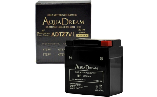 AQUADREAM GOLD バイク用バッテリー 液入充電済 ADTZ7V II 1個【1641566】