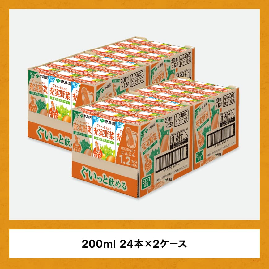 伊藤園 充実野菜 緑黄色野菜ミックス（紙パック）200ml×48本【3ヶ月定期便】 【 全3回 伊藤園 飲料類 野菜ジュース 野菜 ジュース ミックスジュース 飲みもの】