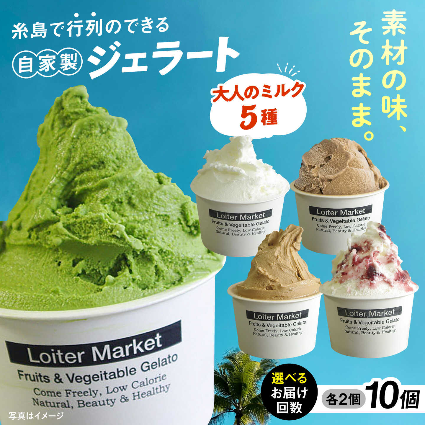 【ふるさと納税】【お中元対象】【アイス10個セット】大人の味5種類×各2個（ミルク/抹茶/ほうじ茶/カフェオレ/ブルーベリーヨーグルト） ジェラート 詰め合わせ 食べ比べ セット 糸島市 / LoiterMarket ロイターマーケット [AGD002] 定期便 ギフト