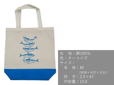 地域限定オリジナルデザイン トートバック２点セット（ターコイズ S・Mサイズ）【R01260】