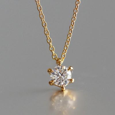 ふるさと納税 大津市 K18 金【0.2ct ラボダイヤモンドネックレス】6本たてづめ 輝き続ける美しさ 一粒ペンダント