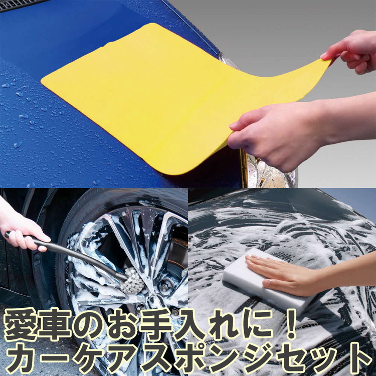 愛車のお手入れに！アイオンカーケア用品セット ※離島への配送不可｜清掃 掃除 スポンジ 雨 洗車 吸水 モップ 日用品 クロス カー用品 水滴 水回り _BW05