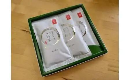 奥八女上陽茶　極上煎茶「光の葉」100ｇ×3本セット箱 178-001