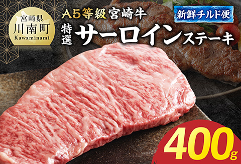 【A5等級】【新鮮チルド便】宮崎牛特選サーロインステーキ　400g【 肉 宮崎 ステーキ 牛肉 おかず A5 】 [B13205] 400g
