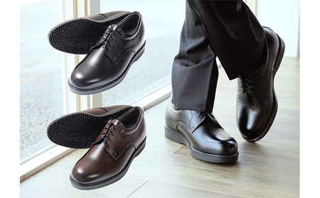 本革 ビジネスシューズ 紳士靴 外羽根プレーン 5.5cmアップ シークレットシューズ No.911 ブラウン 雑貨 日用品  BN002 25.5cm