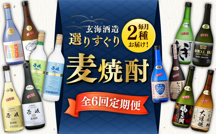 
【全6回定期便】選りすぐり麦焼酎 毎月2種お届け！《壱岐市》【玄海酒造】[JCM038] 焼酎 壱岐焼酎 むぎ焼酎 本格焼酎 お酒 熟成 ギフト 贈答 プレゼント 地酒 飲み比べ セット 90000 90000円
