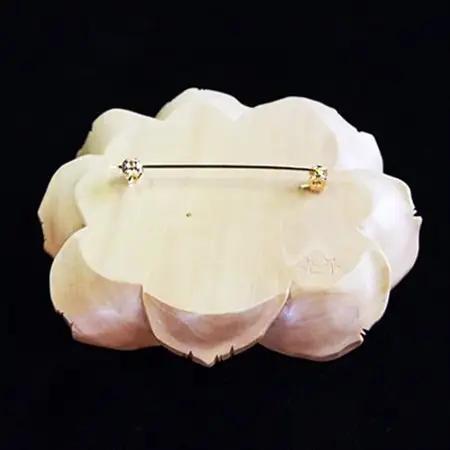 つげ細工 ブローチ(薔薇)　約8cm×6.5cm_装飾品・工芸品  アクセサリー _【1116498】