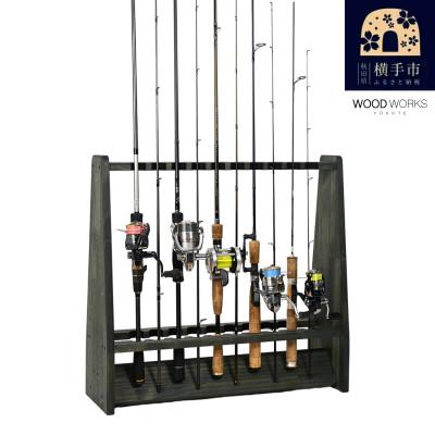ふるさと納税 横手市 WOOD WORKS ロッドスタンド19本掛け　本体カラー:ミリタリーグリーン
