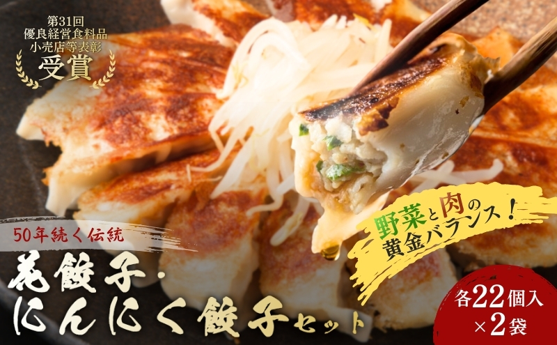 花餃子（22個入×2袋）とにんにく餃子（22個入×2袋）セット