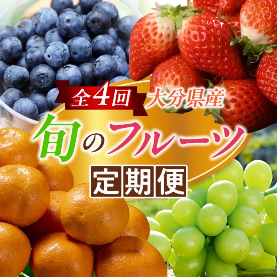【ふるさと納税】大分県産 旬のフルーツ定期便（全4回） | フルーツ定期便 大分県産フルーツ定期便 ブルーベリー シャインマスカット 温州みかん いちご 果物 くだもの 九州 津久見市 送料無料
