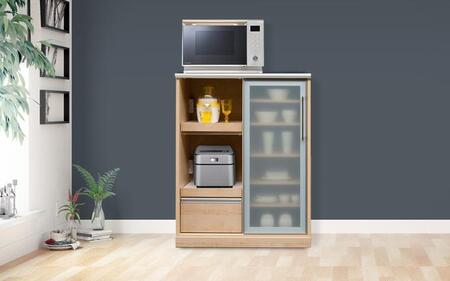 （ナチュラル）【開梱設置】 スパーク キッチンカウンター 幅90cm キッチン収納 レンジ台 完成品 大型レンジ対応 完成品幅 スライド 大川家具