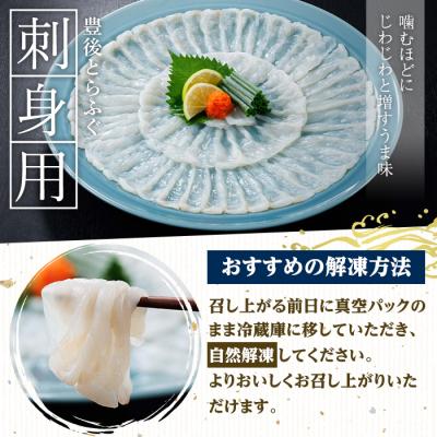 ふるさと納税 佐伯市 < 訳あり ・ 簡易包装 > 冷凍 豊後 とらふぐ刺し 柵 (4-5人前・200g) |  | 03