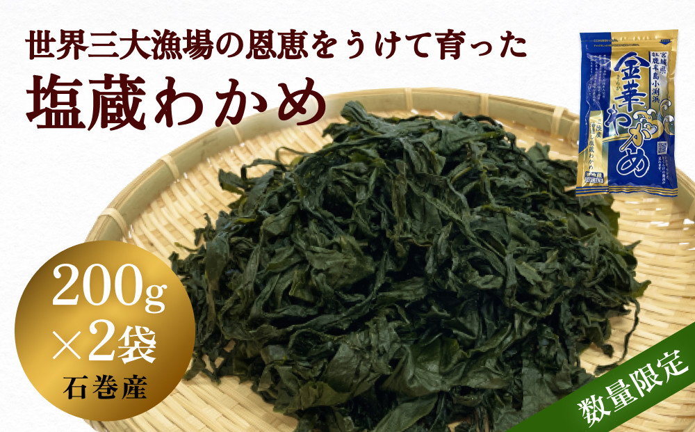 
            塩蔵 わかめ 400g（200g×2） 冷凍 世界三大漁場の恩恵をうけて育った ワカメ 小分け 塩蔵わかめ 塩蔵 三陸産わかめ wakame 国産 肉厚 海藻 海産物 味噌汁 わかめスープ 宮城 石巻 宮城県 石巻市
          