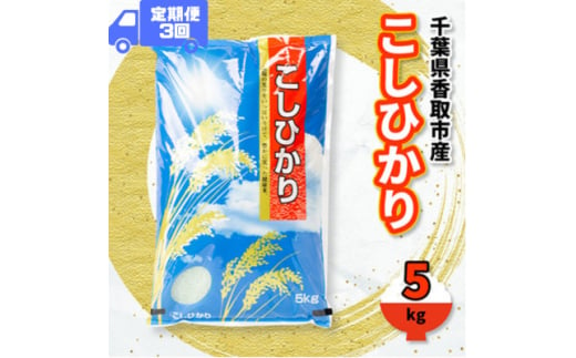 ＜毎月定期便＞千葉県香取市産 の お米 100% コシヒカリ 5kg全3回【4061166】