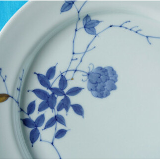 古染金彩バラ絵 八寸段付丸皿 神田陶器店 A35-252