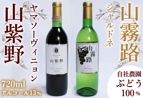 赤ワイン 白ワイン 2本セット 山紫野 ホッコーワイナリー ワイン