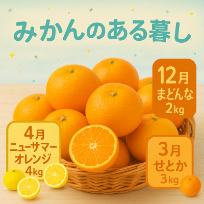 【発送月固定定期便】美味しい柑橘【まどんな・せとか・ニューサマーオレンジ】【G31−45】全3回【4058607】