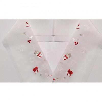 ふるさと納税 伊丹市 半衿　クリスマス柄　白地に白赤　刺繍 [54030416]