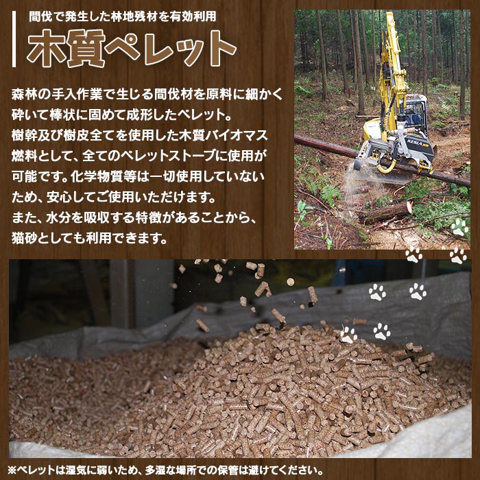 ＜西予市木質ペレット 約60kg (全木)＞ 木材 木製 ウッド ストーブ ペレットストーブ 燃料 猫砂 ネコ砂 ねこすな ねこ砂 ペット トイレ 間伐材使用 自然素材 ペット用品 国産 SDGs エ