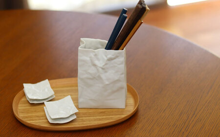 【瀬戸焼】ニュークリンクルスーパーバッグ#3 花器 ホワイト 【セラミック・ジャパン】 / 花器  ギフト プレゼント / 瀬戸市[BBBC003]