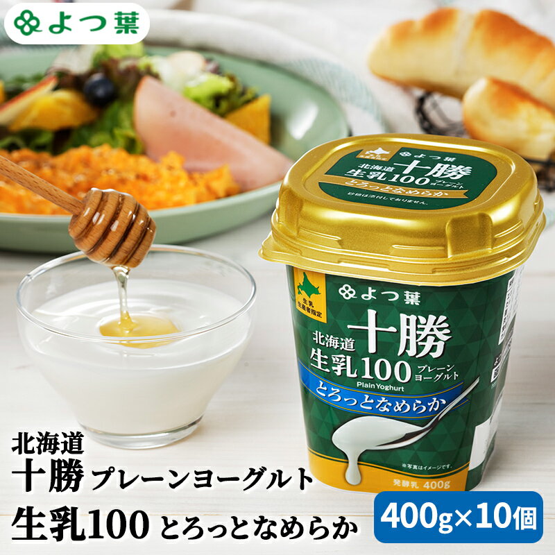 【ふるさと納税】よつ葉 「北海道十勝プレーンヨーグルト 生乳100 とろっとなめらか」400g×10【 よつ葉 北海道十勝プレーンヨーグルト 生乳100％ タンパク質 菌 効果 腸活 レシピ 食べ方 アレンジ 水切り はちみつ 違い やわらか 北海道 十勝 幕別 】