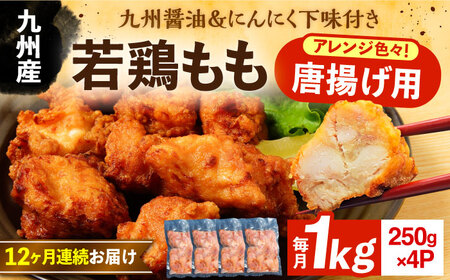 【全12回定期便】お肉屋の唐揚げ 1kg 九州産若鶏モモ肉・ニンニク使用[VAJ015] 鶏肉 からあげ