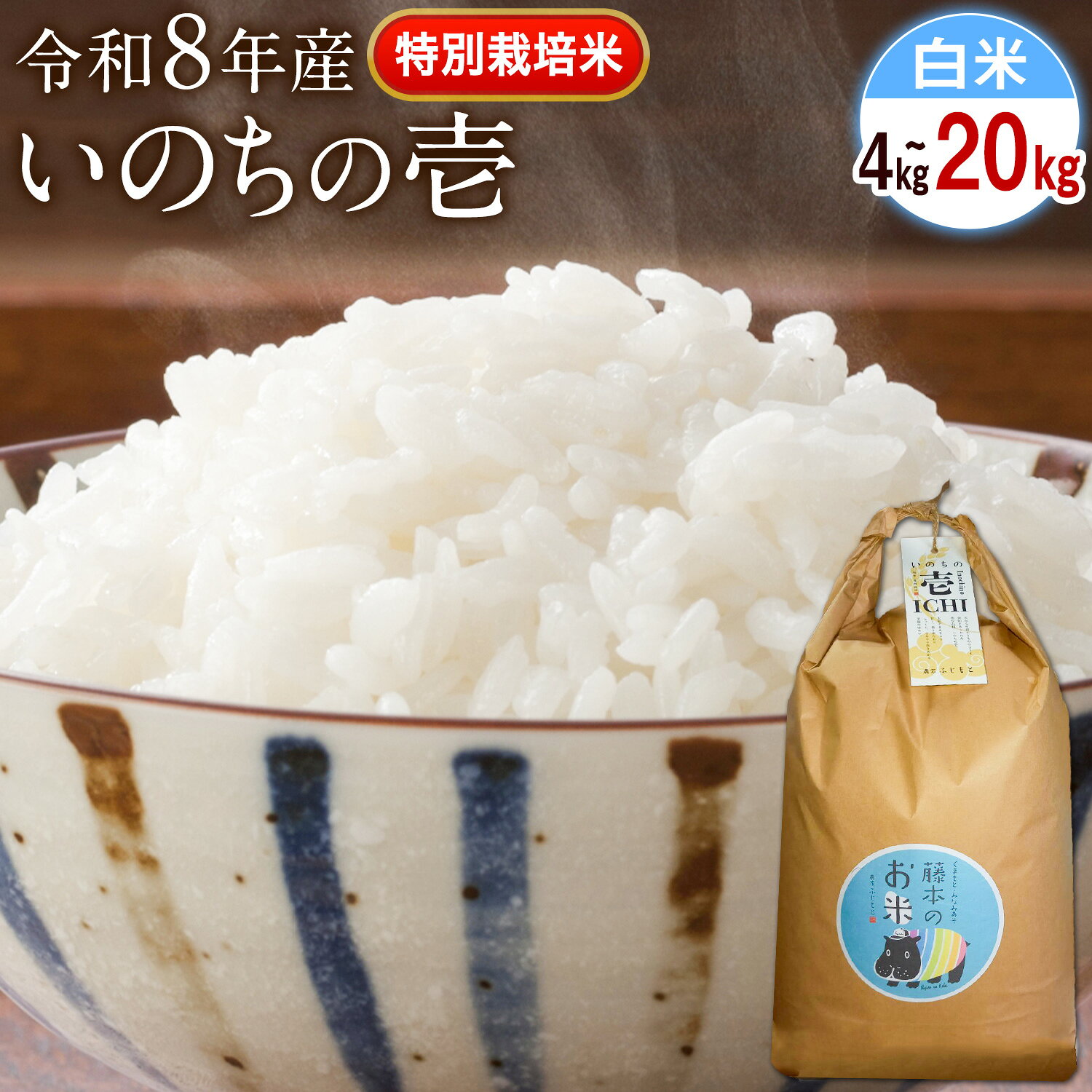 【ふるさと納税】令和8年産 特別栽培米 いのちの壱 白米 選べる 4kg 5kg 10kg 20kg 雑穀米付き 虹色のかば《30日以内に出荷予定(土日祝除く)》熊本県 南阿蘇村 熊本県産 お米 こめ コメ 米 精米