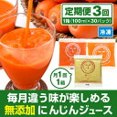 【ふるさと納税】【毎月定期便】コールドプレス製法の無添加人参ジュース 1箱(100cc×30P)全3回【配送不可地域：離島】【4052992】