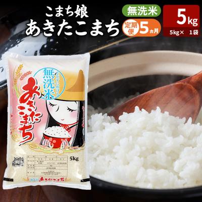ふるさと納税 男鹿市 定期便5ヶ月『こまち娘』あきたこまち 無洗米 5kg |23_ysu-130505