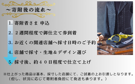 【76001】紳士オーダースーツ御仕立券１ 厳選国産商品　葛利毛織生地使用