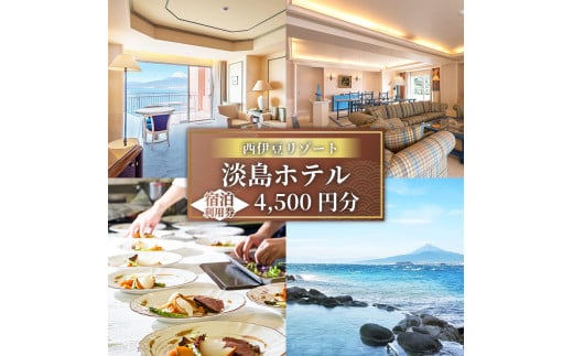 沼津 淡島ホテル 宿泊 補助券 利用券 金額 4,500 円 分 宿泊券 宿泊 静岡 沼津 富士山 淡島 ホテル 旅行 リゾート 無人島 