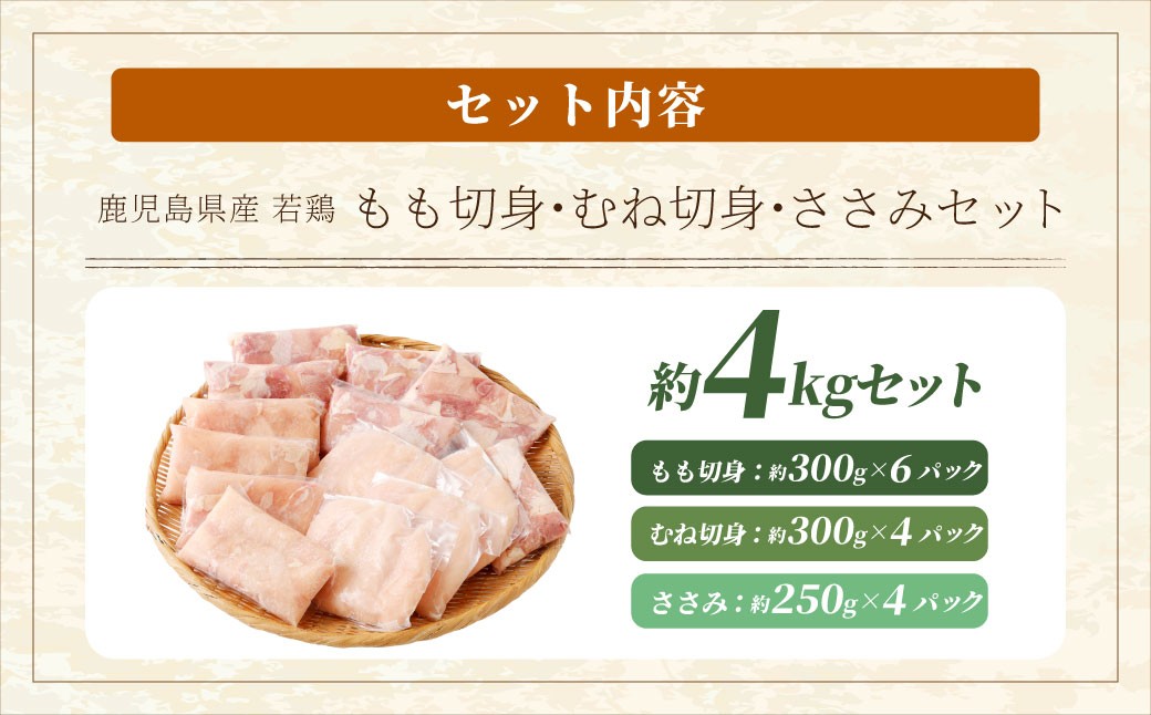 鹿児島県産 若鶏 約4kg ビッグセット