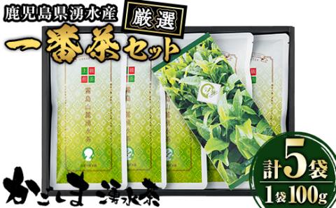 B05 上級煎茶「霧島山麓湧水茶」(5袋・1袋100g) 国産 九州産 鹿児島県産 やぶきた おくみどり さえみどり 茶さじ付き 茶葉 お茶 おちゃ 日本茶 一番茶 新茶 真空パック ギフト 贈答 プレゼント【野本園】