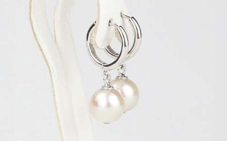 真珠 フープピアス 8.5～9.0mm 大珠 シルバー パール アクセサリー （859）