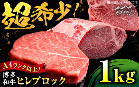 【希少部位！】博多和牛 ヒレ ブロック 1kg ＜肉のくまもと屋＞那珂川市[GBI088]