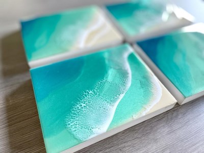 与論島の海アートパネル1枚 長方形（F0 14cm×18cm）カラー：与論ブルー