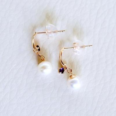 ふるさと納税 甲府市 【ジュエリー】K10イエローゴールド パール・アメシスト ピアス 保証書付 SE-3337 |  | 01