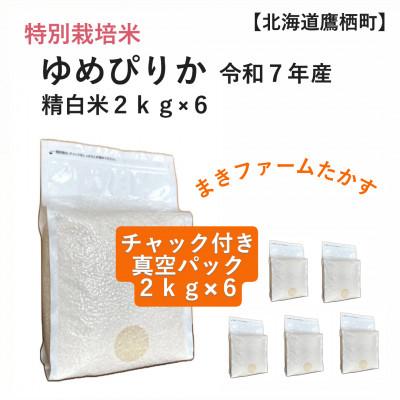 ふるさと納税 鷹栖町 令和7年産 真空パック ゆめぴりか 白米2kg×6個