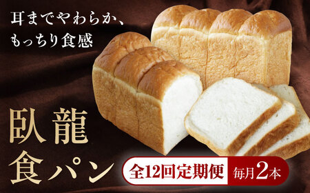 パン【全12回定期便】【冷凍】臥龍食パン2本  パン[AGAY049]