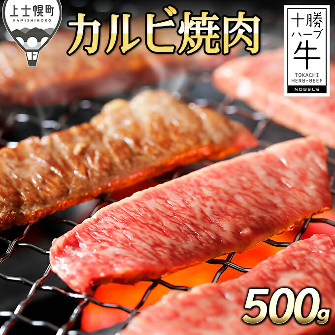 【ふるさと納税】十勝ハーブ牛 カルビ焼肉 500g 北海道産 牛肉 赤身 旨味を逃さないスキンパック包装 発送時期が選べる レビューキャンペーン対象品 ※オンライン申請対応