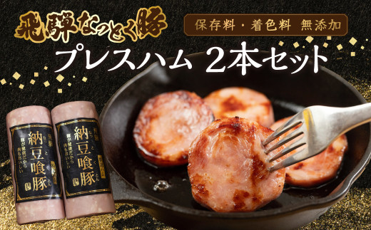 納豆喰豚 プレスハム 2本セット（360g×2）なっとく豚 豚肉 天狗 下呂市 ハム