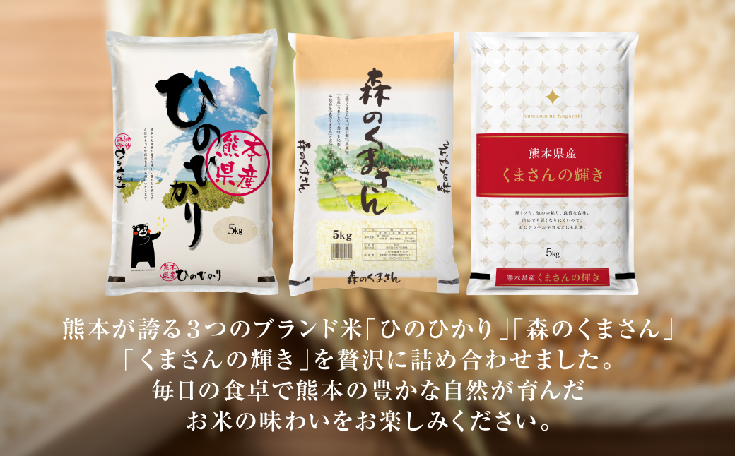 【令和7年産】 《新米》 熊本県産 食べ比べセット (ひのひかり・森のくまさん・くまさんの輝き) 合計15kg (5kg×3袋) 新米 米 お米 精米 白米 ごはん ご飯 熊本