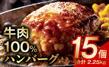 無添加 牛肉100％ ハンバーグ 15個 合計 2.25kg 個包装