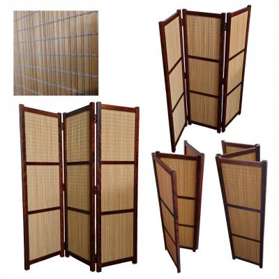ふるさと納税 富田林市 土肥家具工芸の衝立 木簾折畳み120タイプ ブラウンxライトブラウン 間仕切り折畳みのパーテーション |  | 01