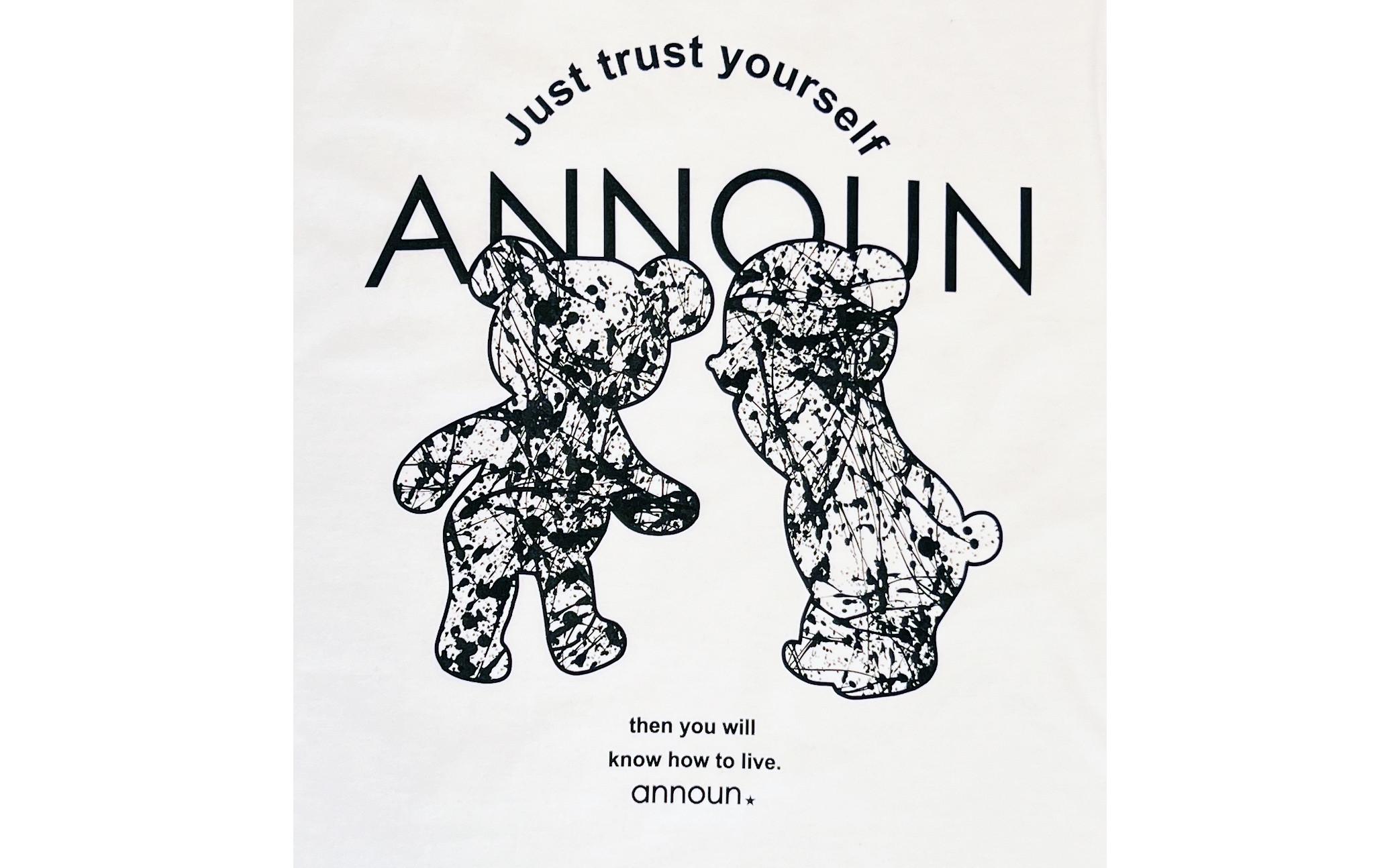 ［ANNOUN］Painting Bear Ｔシャツ ホワイト | 服 白 アパレルブランド 絵画 アート コラボレーション アンノウン 福祉 就労支援 就労継続支援B型事業所 アトリエ・アンノウン 