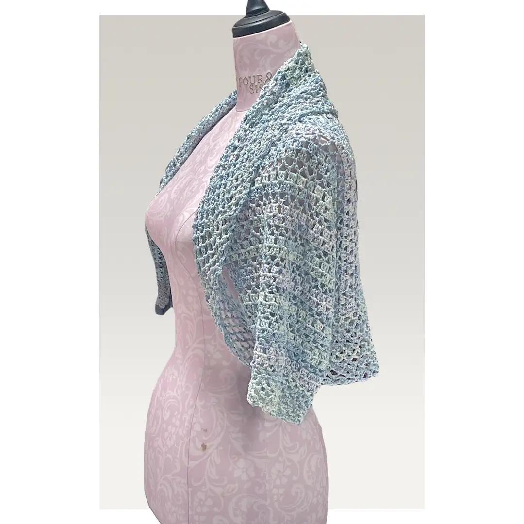 【 限定 1品 】【 ハンドメイド 】チュニック 水色 （ カギ針編み ） 