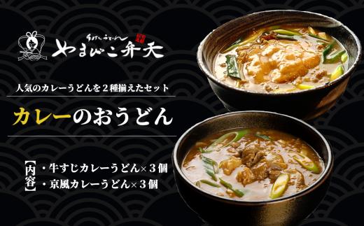 やまびこ弁天の「大人気カレーのおうどん２種セット」 3セット【 うどん カレーうどん 牛すじうどん カレー 牛すじ 京うどん 関西うどん 冷凍 冷凍うどん 茨城県 つくば市 】