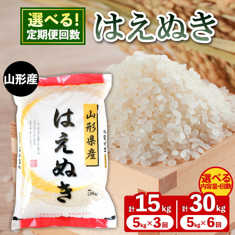 【ふるさと納税】定期便 山形産 はえぬき 5kg 15kg 30kg 6回 3回 山形 お取り寄せ 送料無料 ブランド米 山形市 山形県 精米